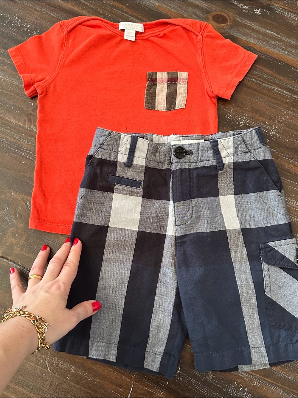 Authentic BURBERRY Boy Nova Check Shorts & Tee Set 18-24M 2Y Toddler